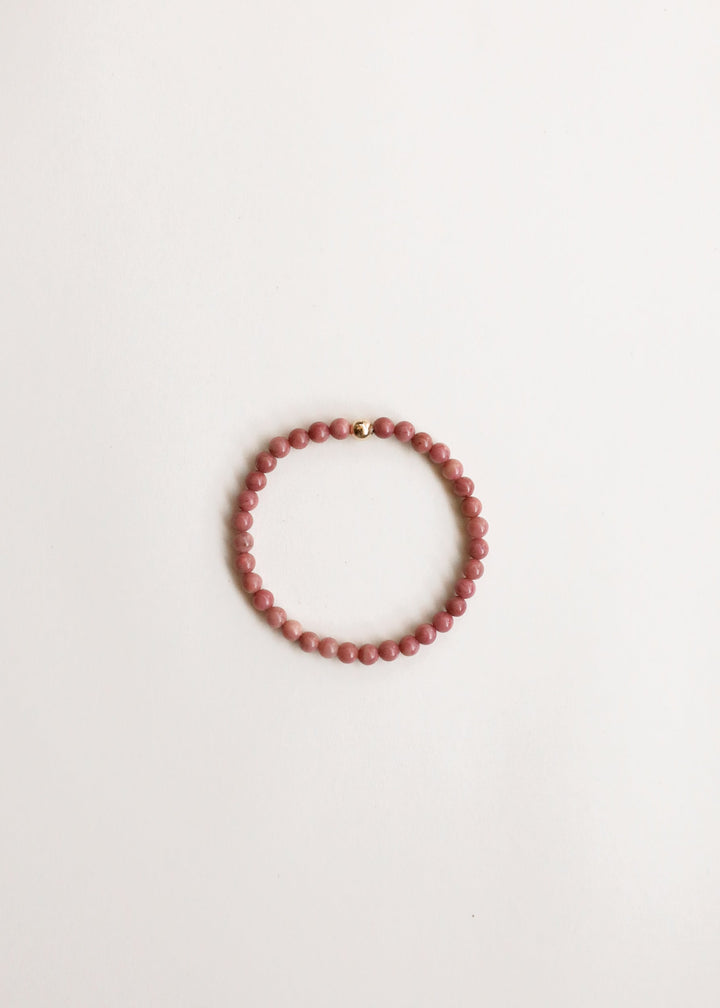 Natural Pink Rhodonite + 14k Gold Filled || Stretch Bracelet