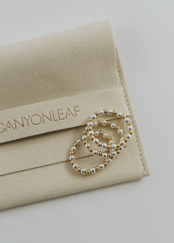 Sterling Silver + 14k Gold Filled || Beaded Stretch Ring