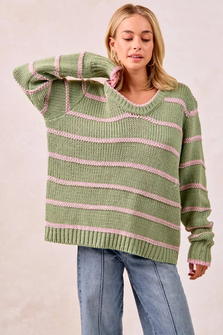 BiBi Striped Long Sleeve Sweater