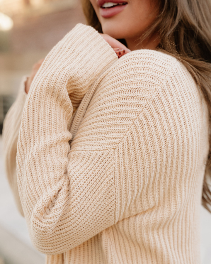 Lou Drop Shoulder Side Slits Loose Sweater