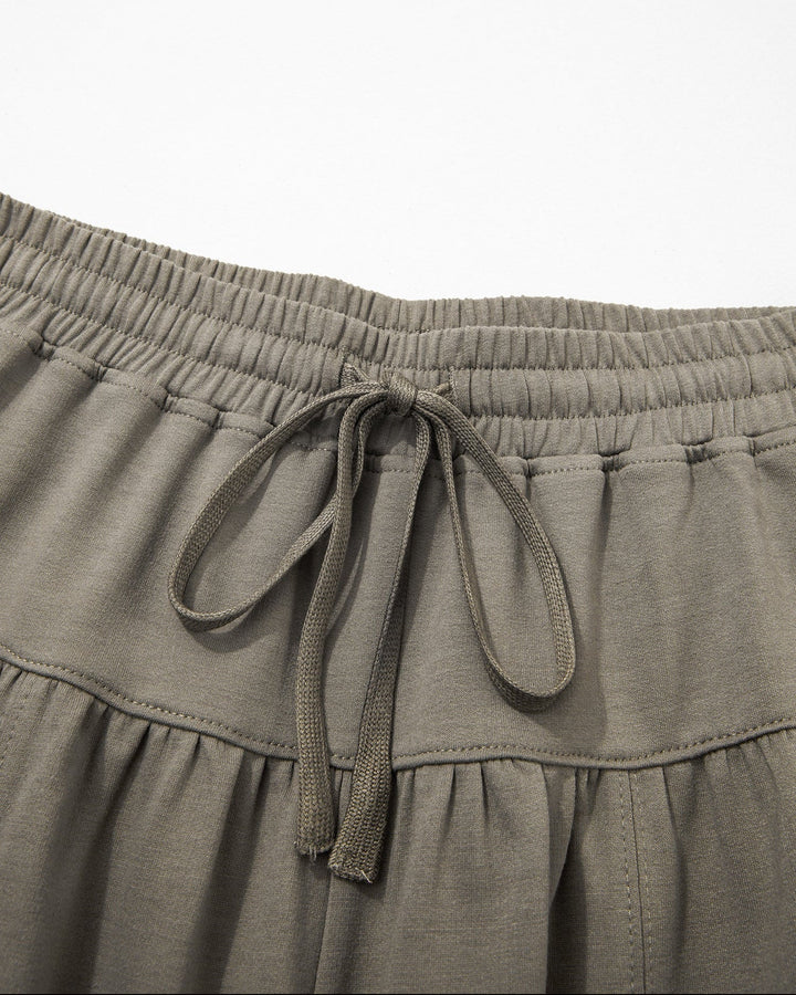 Fern Elastic Waist Drawstring Wide Leg Full Length Pants