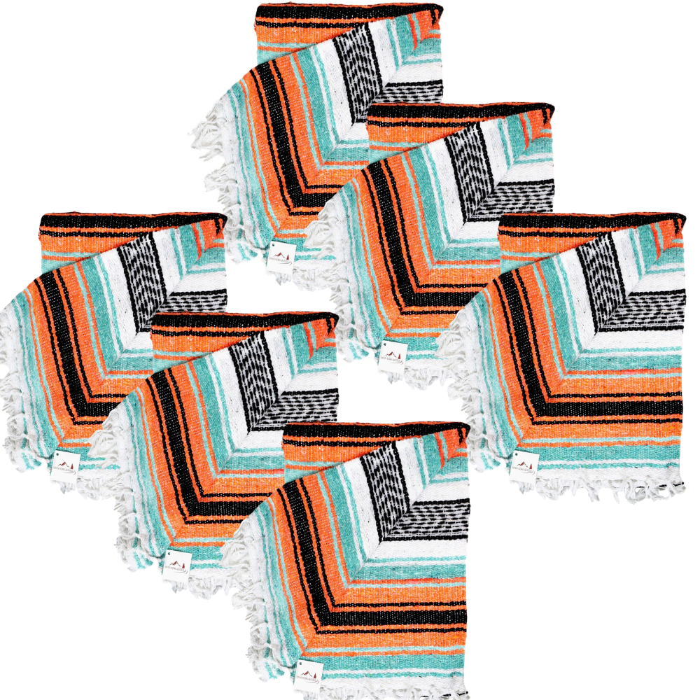 Mint & Orange Mexican Falsa Yoga Blanket | Bulk Savings