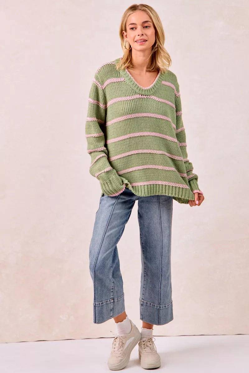 BiBi Striped Long Sleeve Sweater
