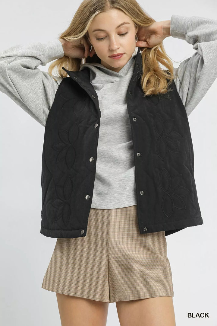 Umgee Quilted Embroidered Vest