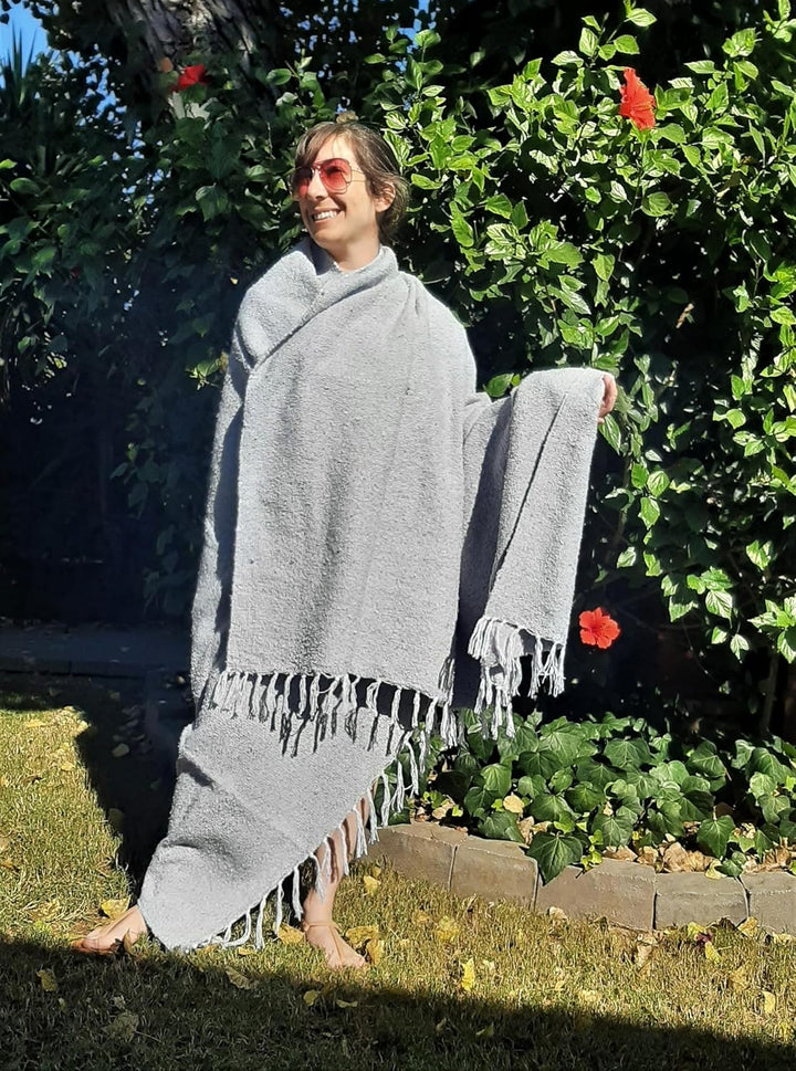 Solid Grey Mexican Blanket