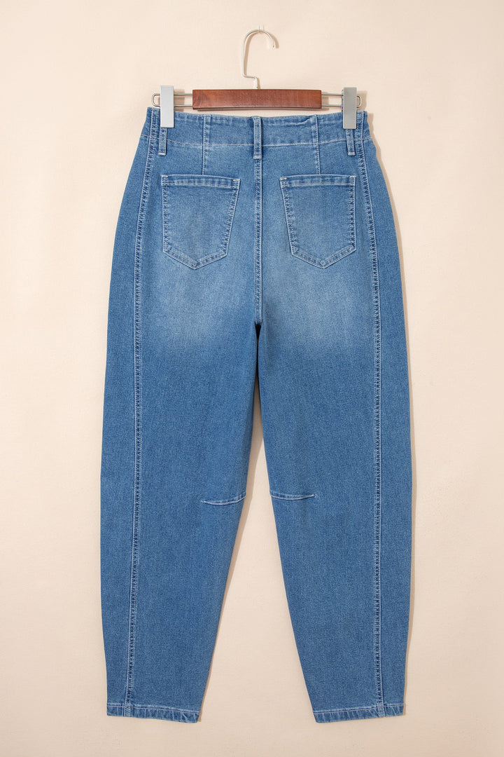 Fallon Blue Medium Wash Cuffed Barrel Jeans