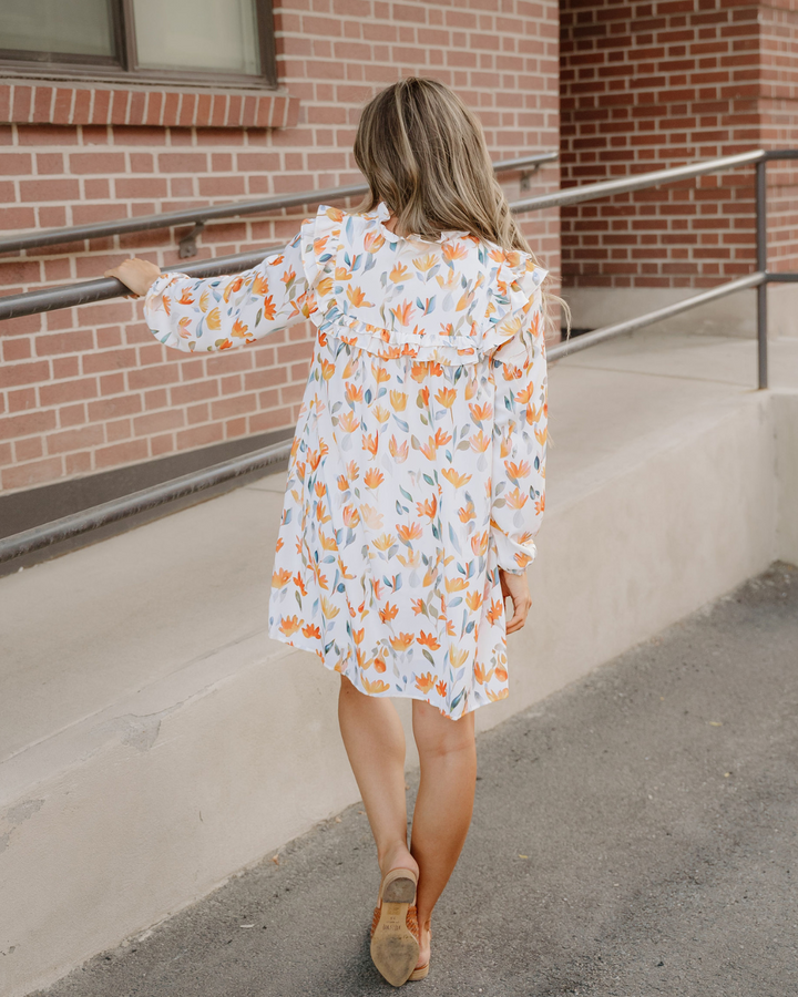 Gia Frilled Detail Long Sleeve Mini Dress