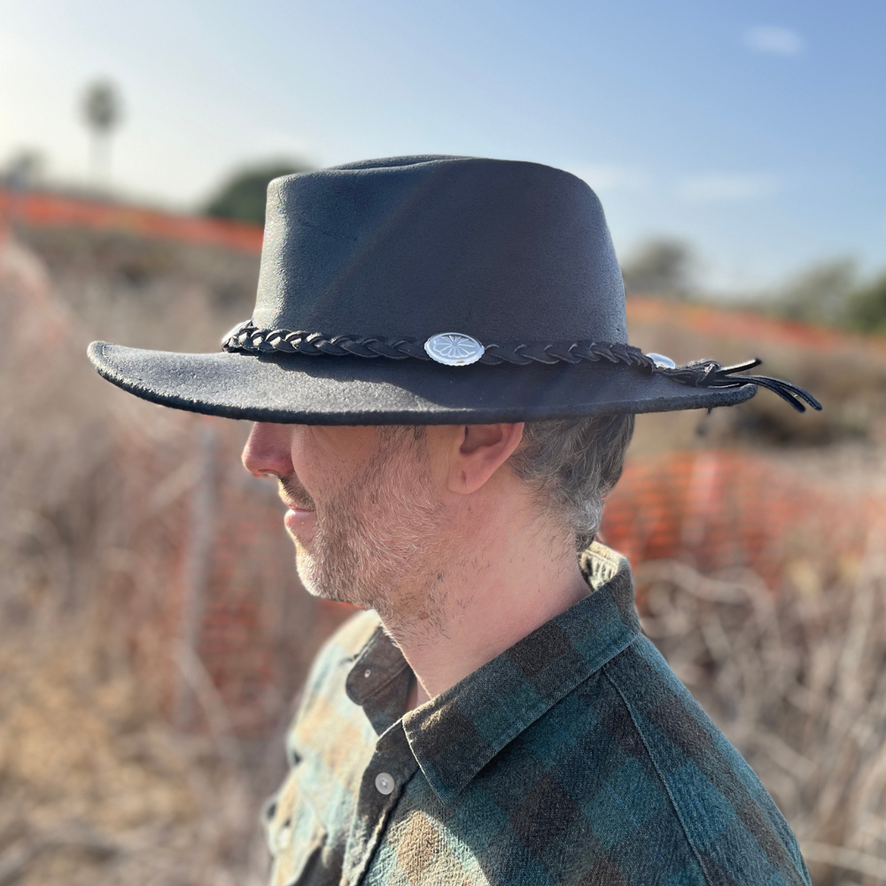 Full Brim Leather Hat | Ranch Style Hat