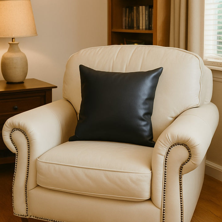 Rustic Leather Throw Pillow – Genuine Leather Home Décor Cushion