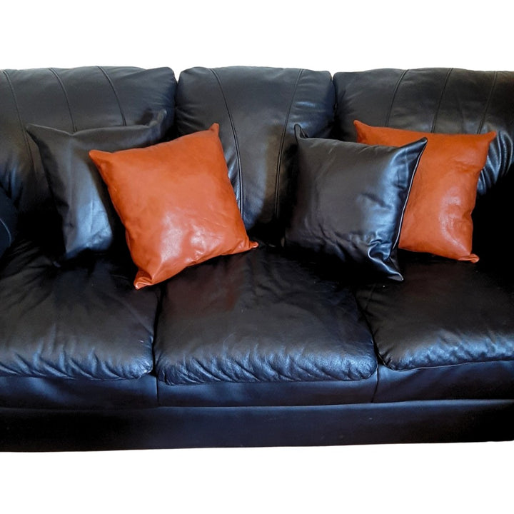 Rustic Leather Throw Pillow – Genuine Leather Home Décor Cushion