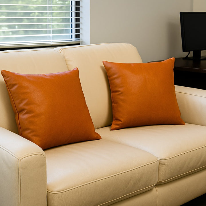 Rustic Leather Throw Pillow – Genuine Leather Home Décor Cushion