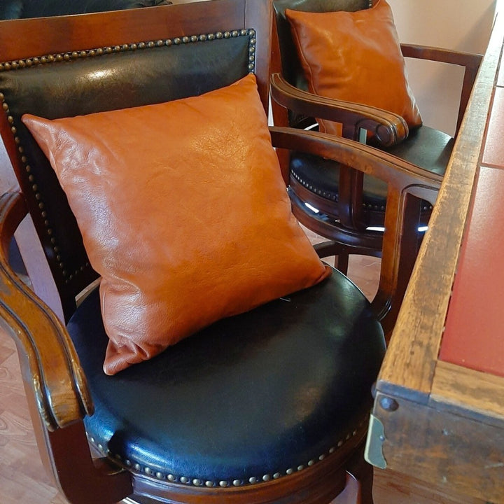 Rustic Leather Throw Pillow – Genuine Leather Home Décor Cushion