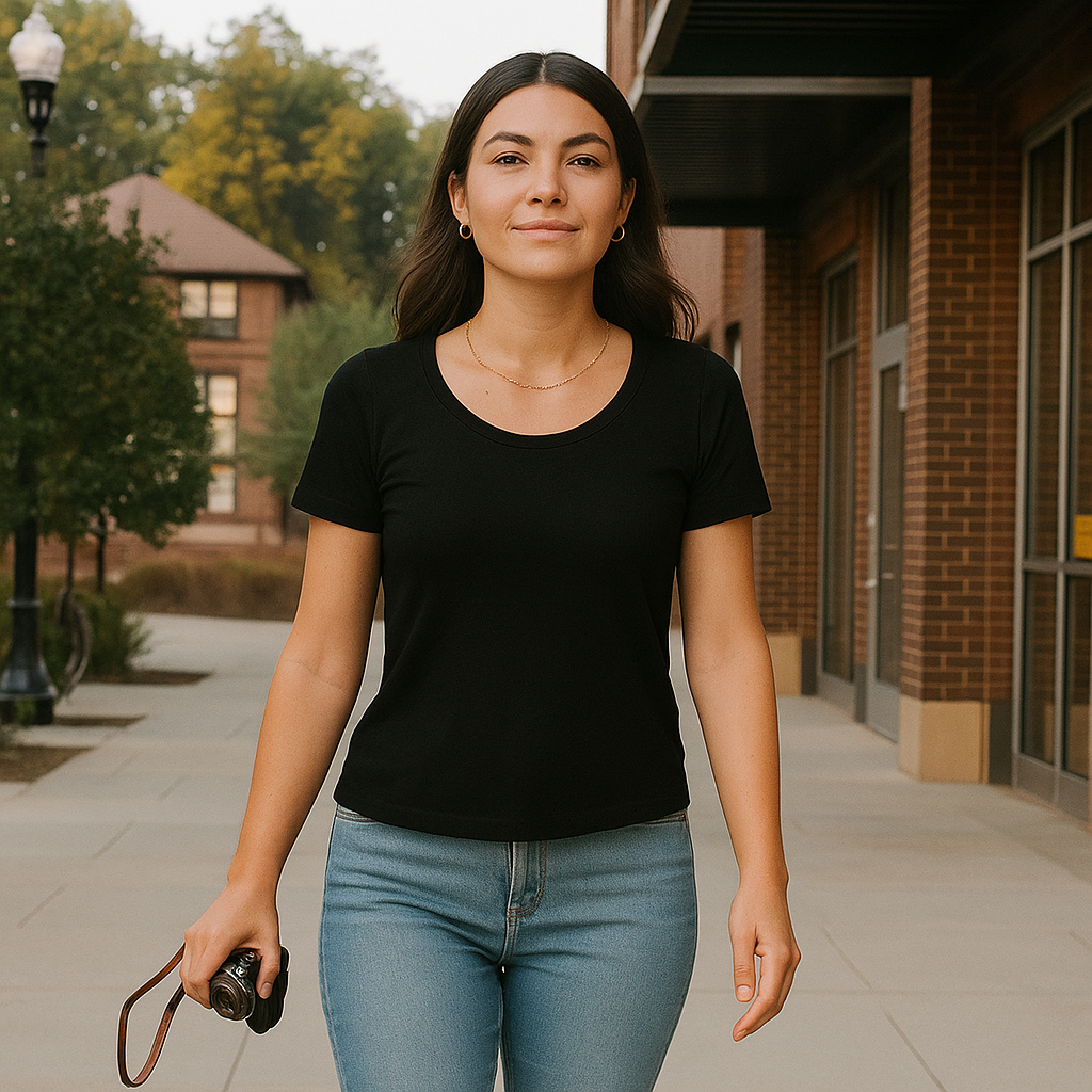 Women’s Organic Cotton Scoop Neck T-Shirt – Black
