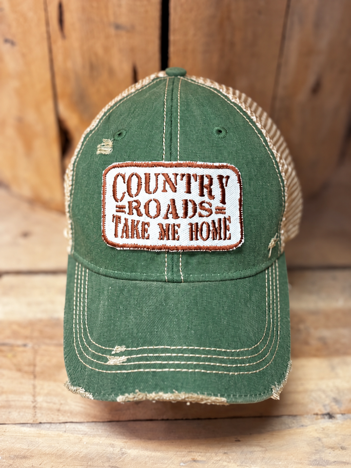 Country Roads-distressed Trucker Hat