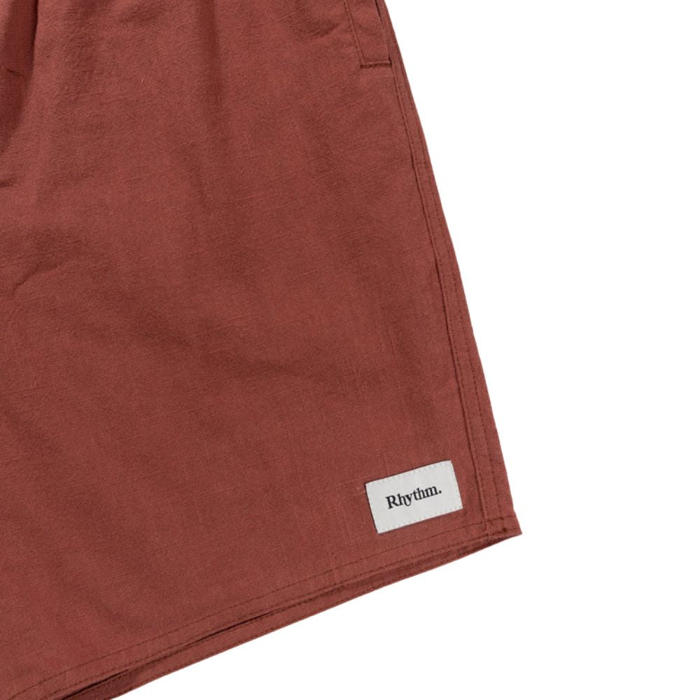 Textured Linen Jam Shorts - Clay