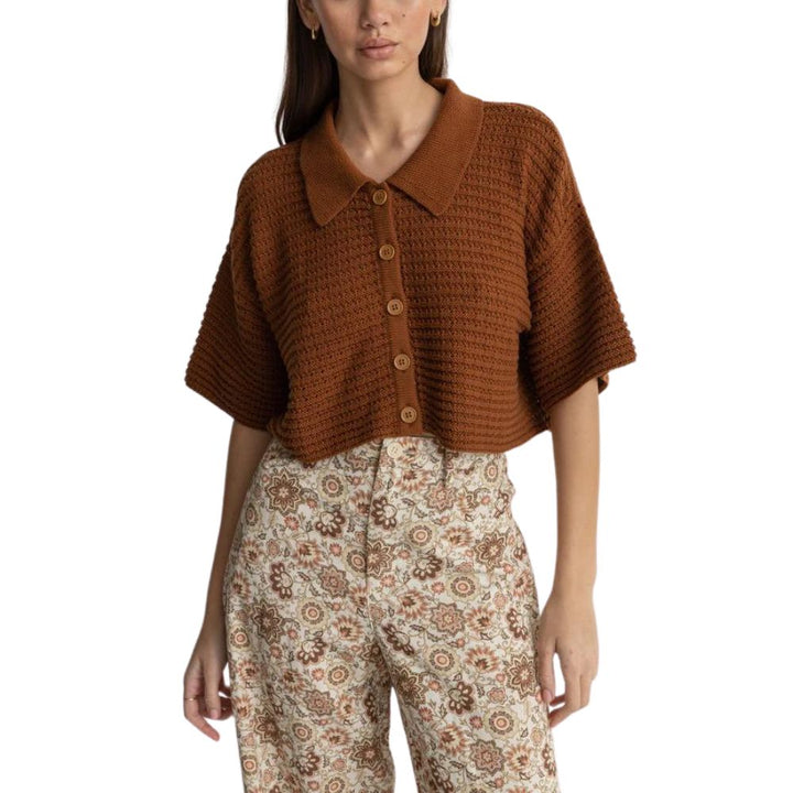 Evermore Knit Short Sleeve Shirt - Caramel