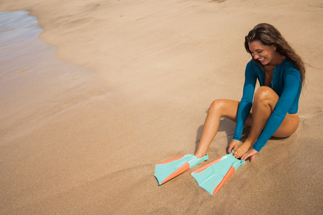 DORSAL Floating Bodyboard & Bodysurfing Swim Fins - Pink/Aqua