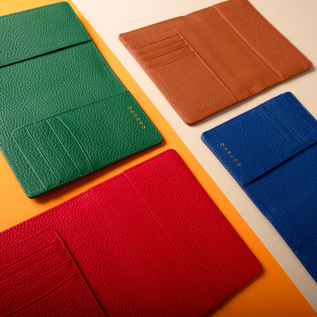 Leather Passport Wallet with RFID Shield- Cobalt