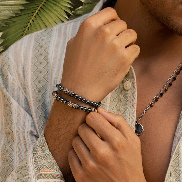 Spiritual Fortress Hematite Evil Eye Charm Bracelet