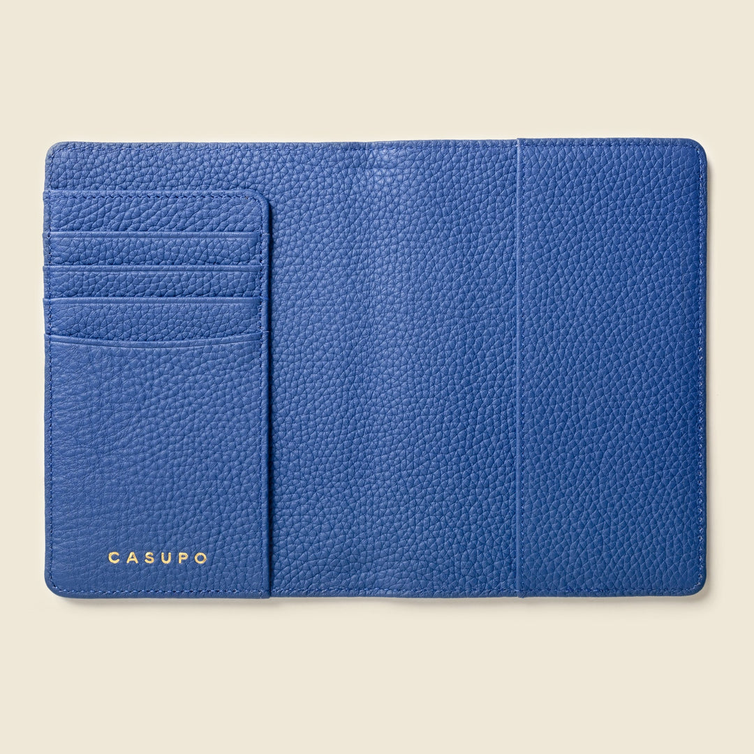 Leather Passport Wallet with RFID Shield- Cobalt