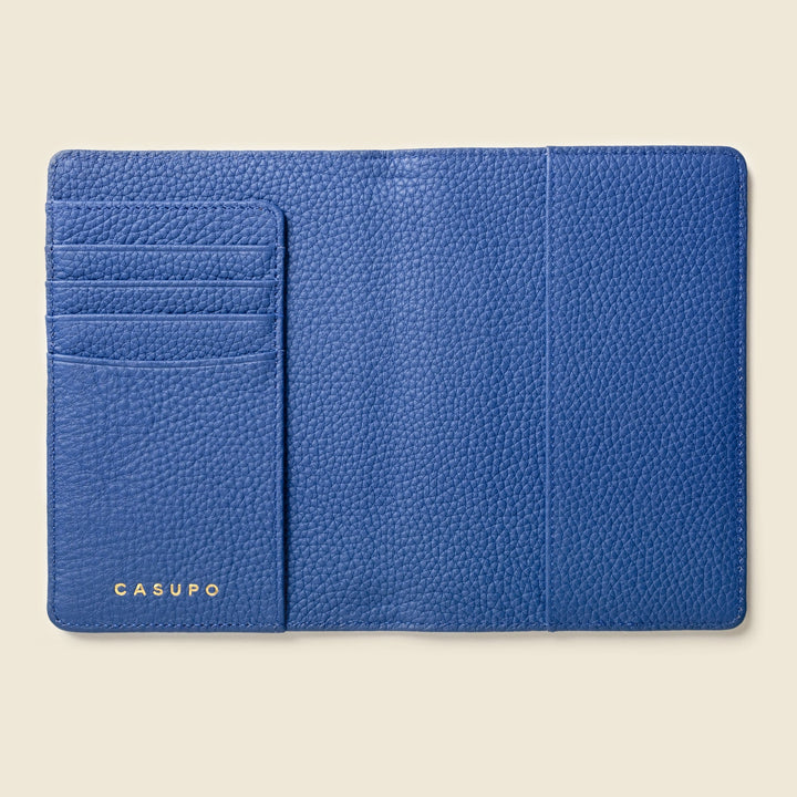 Leather Passport Wallet with RFID Shield- Cobalt
