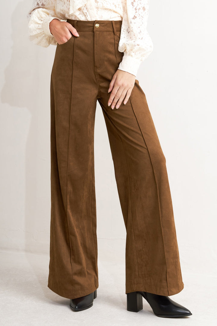BROWN SUGAR FAUX SUEDE PANTS