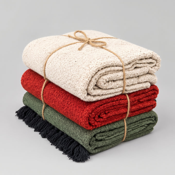 Holiday Gift Set | 3x Mexican Blankets Solid Colors