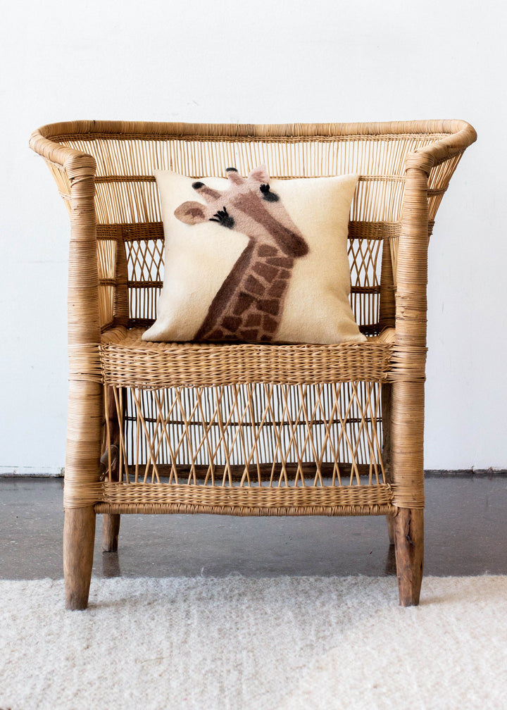 Animal Jungle Giraffe Wool Throw Pillow