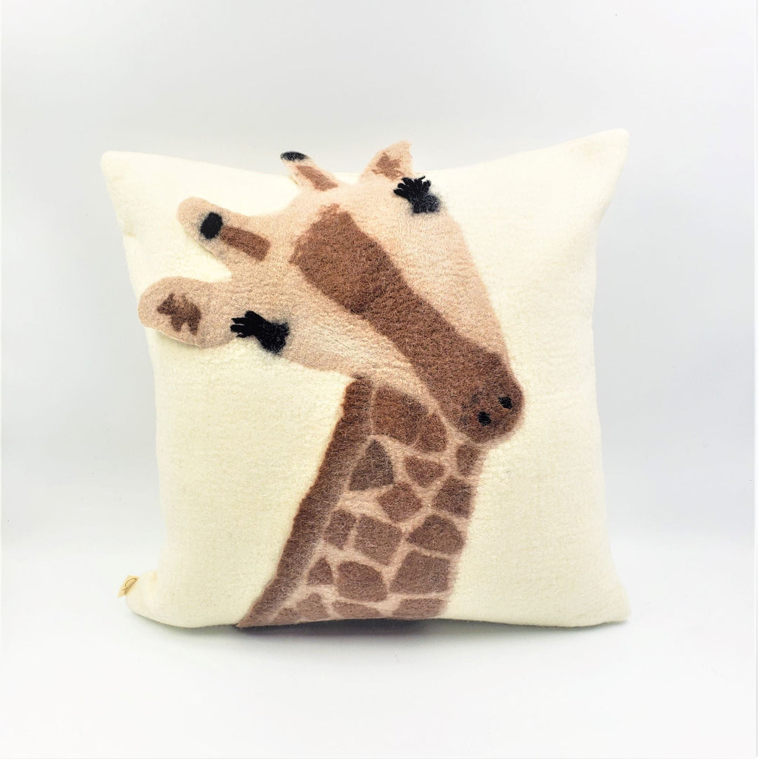 Animal Jungle Giraffe Wool Throw Pillow