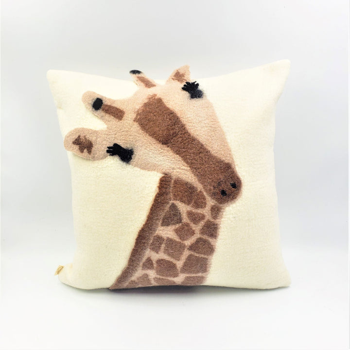 Animal Jungle Giraffe Wool Throw Pillow