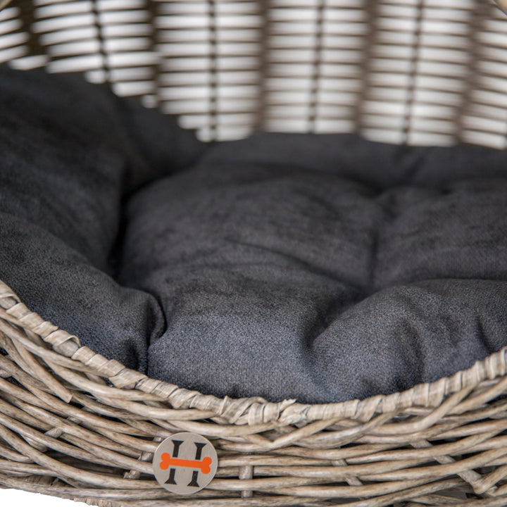 Huntley Pet Wicker Cat Shaped Play House Pet Bed with Cushion