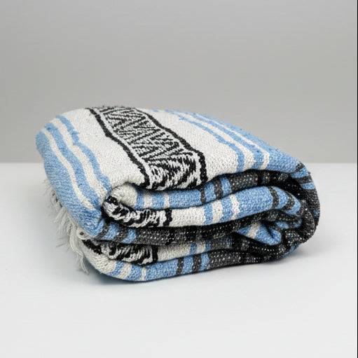 Light Blue Mexican Falsa Blanket