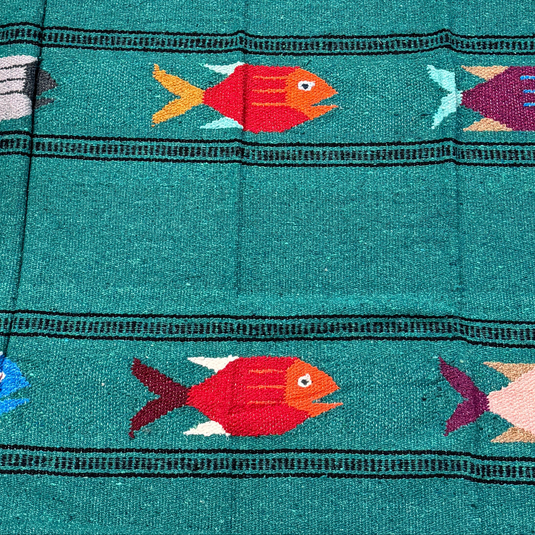Midnight Teal Baja Fish Yoga Blanket