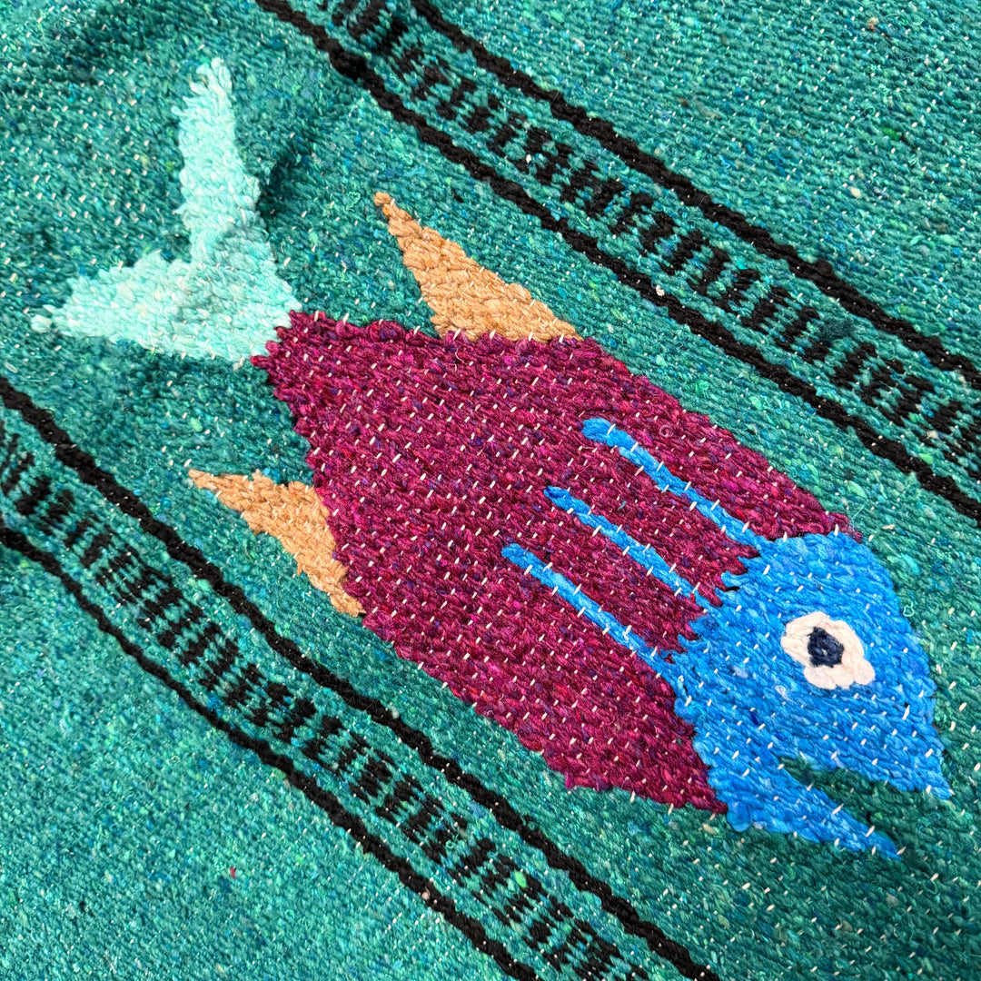 Midnight Teal Baja Fish Yoga Blanket