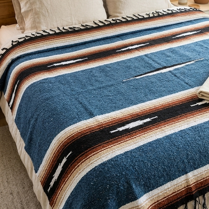 Harvest Moon Diamond Baja Blanket - Blue