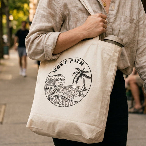 Organic Canvas Tote Bag - Island Wave