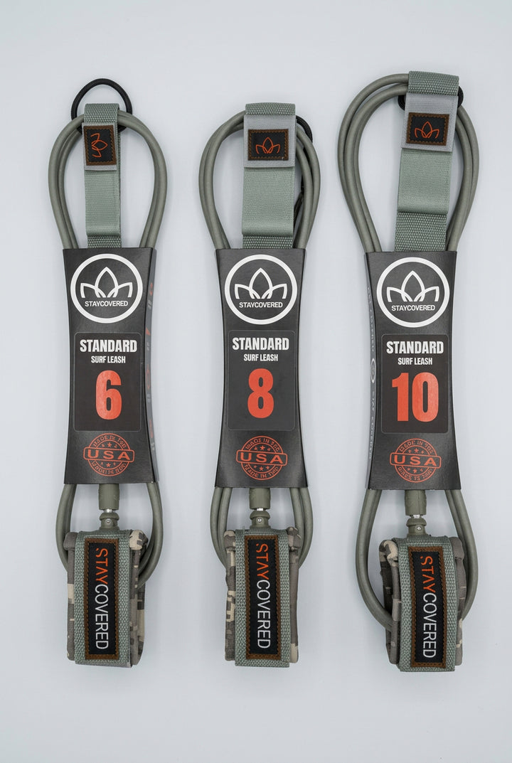 Stay Covered Standard Surf Leash - Grey