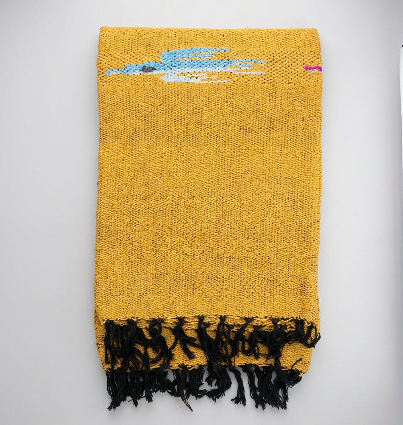 Wool Thunderbird Mexican Blanket - Golden