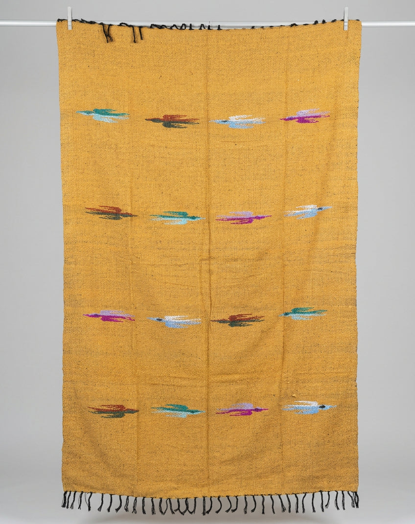 Wool Thunderbird Mexican Blanket - Golden