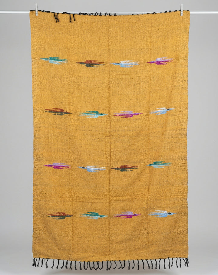 Wool Thunderbird Mexican Blanket - Golden