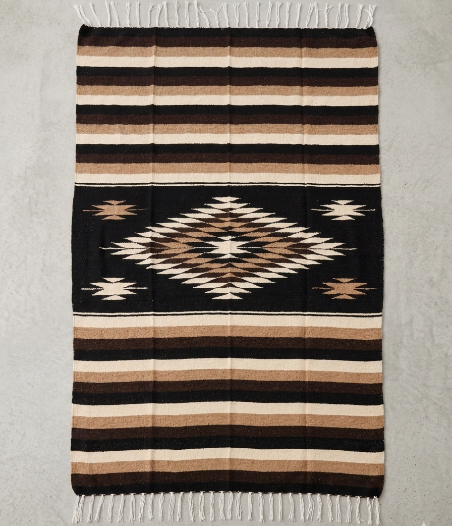 XL Thick Mexican Blanket | El Titan | Black 87x58