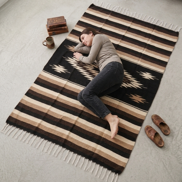 XL Thick Mexican Blanket | El Titan | Black 87x58