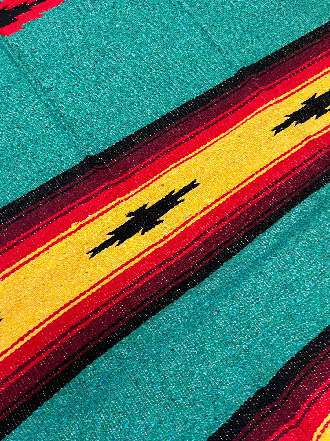 Teal Sunrise Heavyweight Mexican Blanket