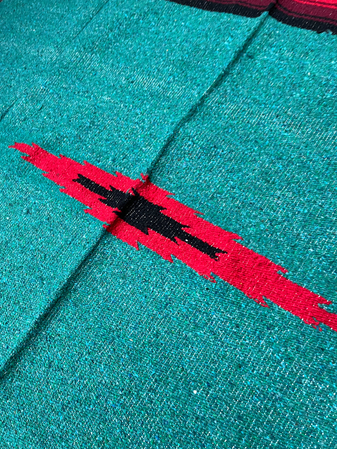 Teal Sunrise Heavyweight Mexican Blanket