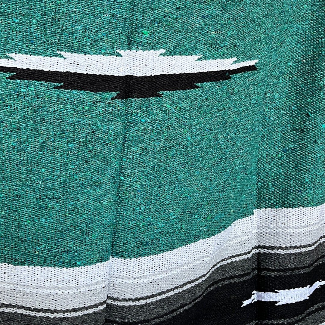 Turquoise and Black Baja Diamond Yoga Blanket