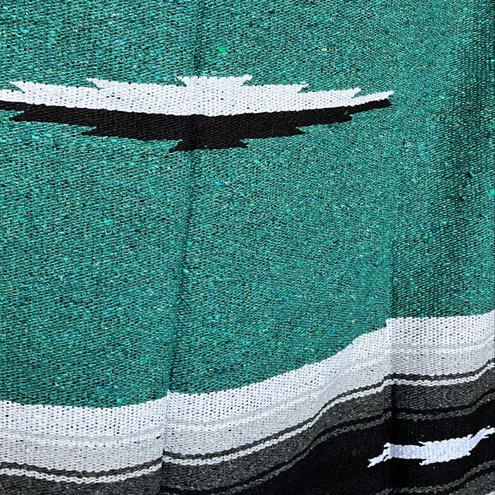 Turquoise and Black Baja Diamond Yoga Blanket