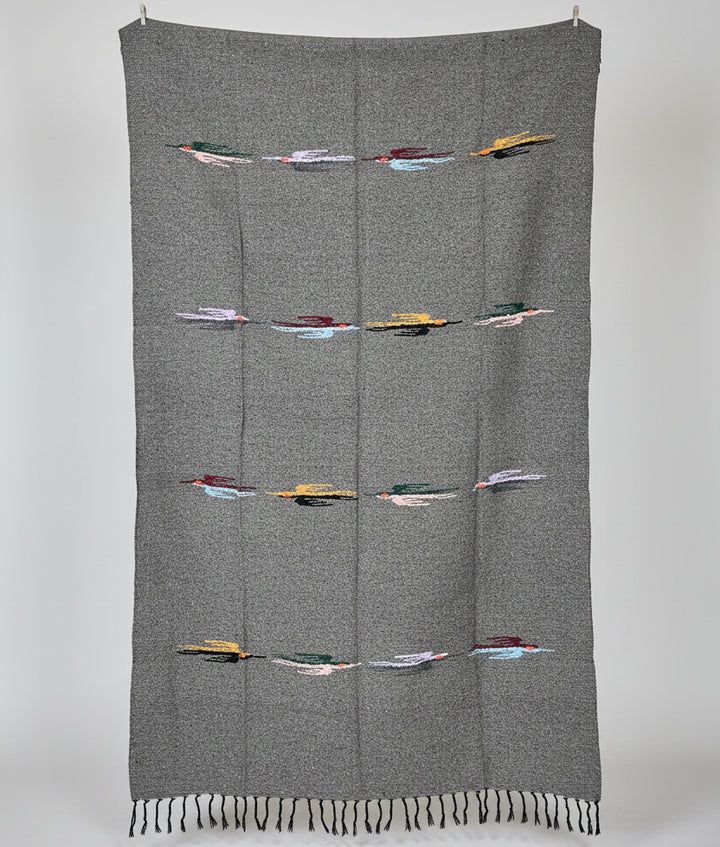 Wool Thunderbird Mexican Blanket - Charcoal