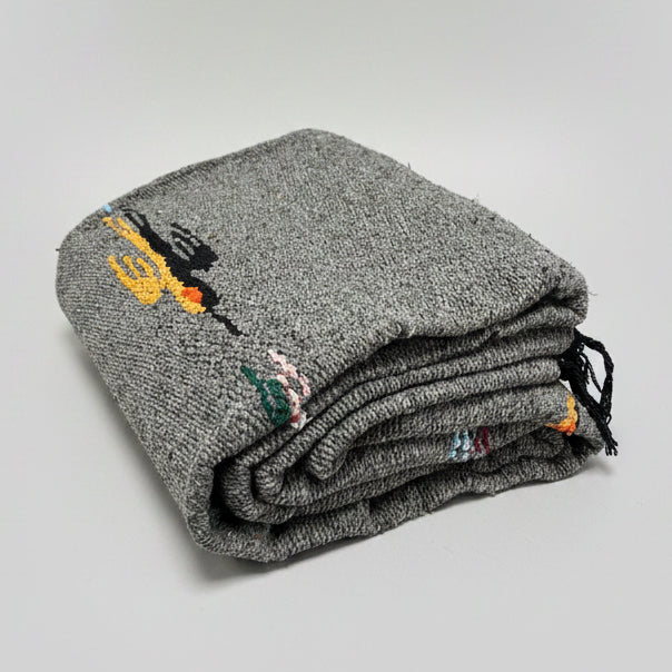 Wool Thunderbird Mexican Blanket - Charcoal