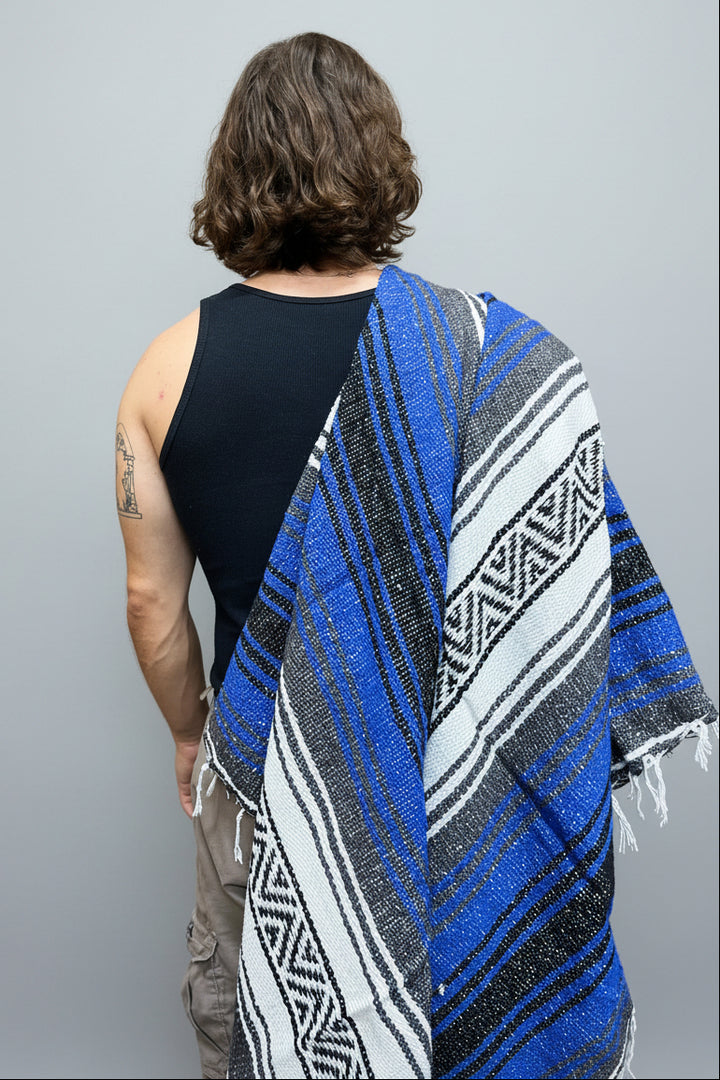 Royal Blue Mexican Falsa Blanket