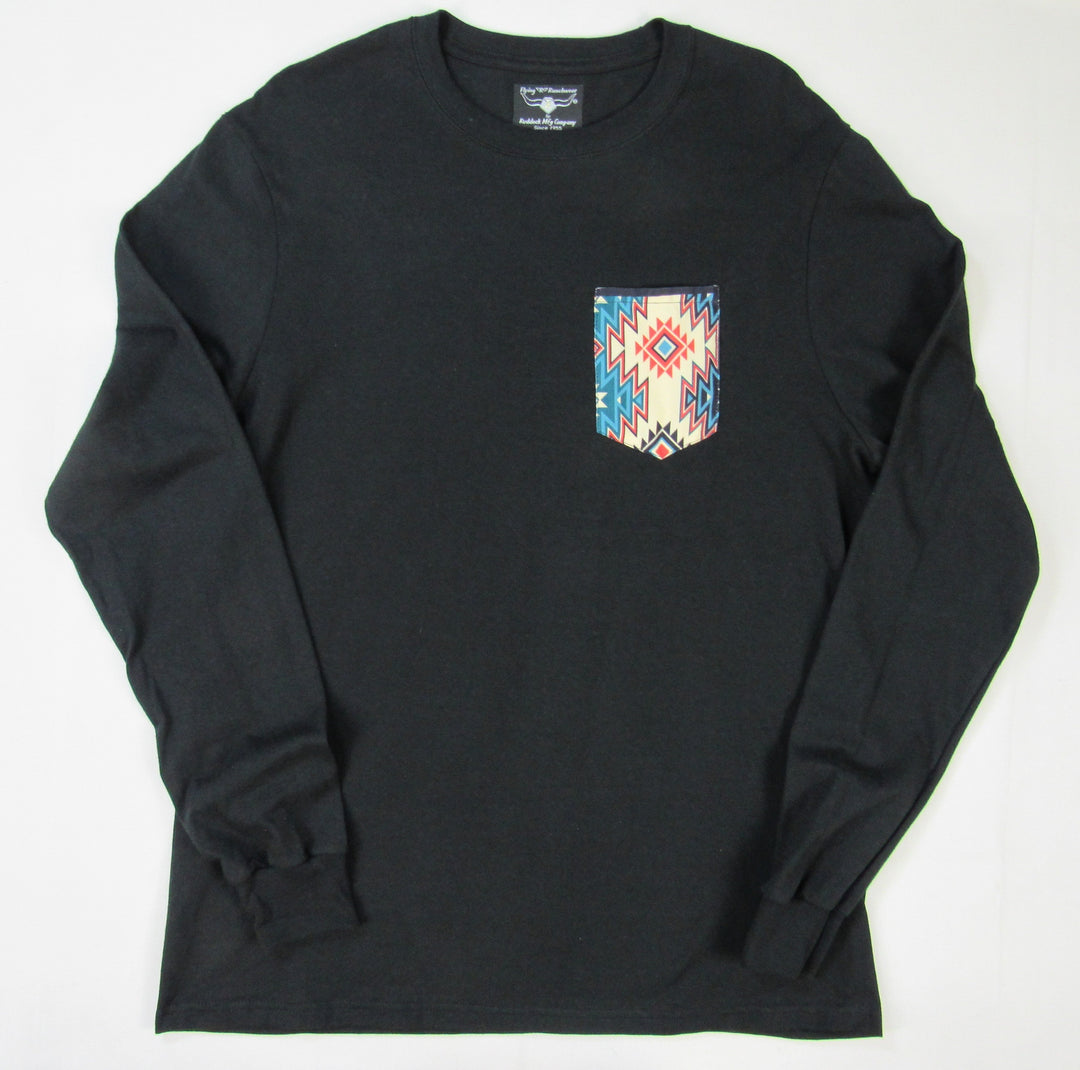 Southwest Print Long Sleeve - Pocket T-shirt - Made in USA